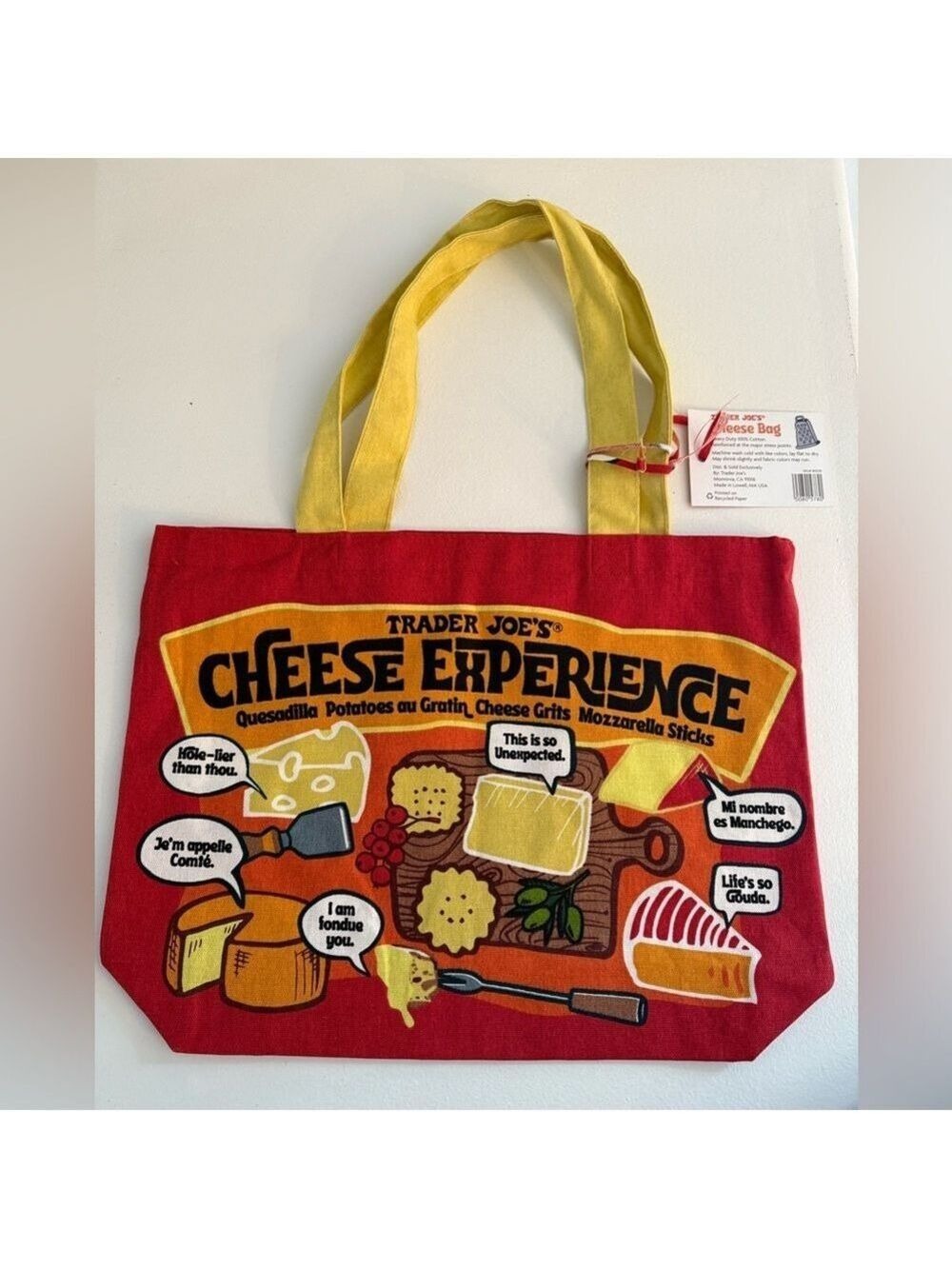 Trader Joe's - CHEESE- Heavy Duty Cotton Reusable Tote / NWT - Picture 3 of 3